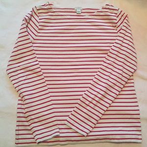 J. Crew Factory Red Striped Boat Neck Shirt (M)